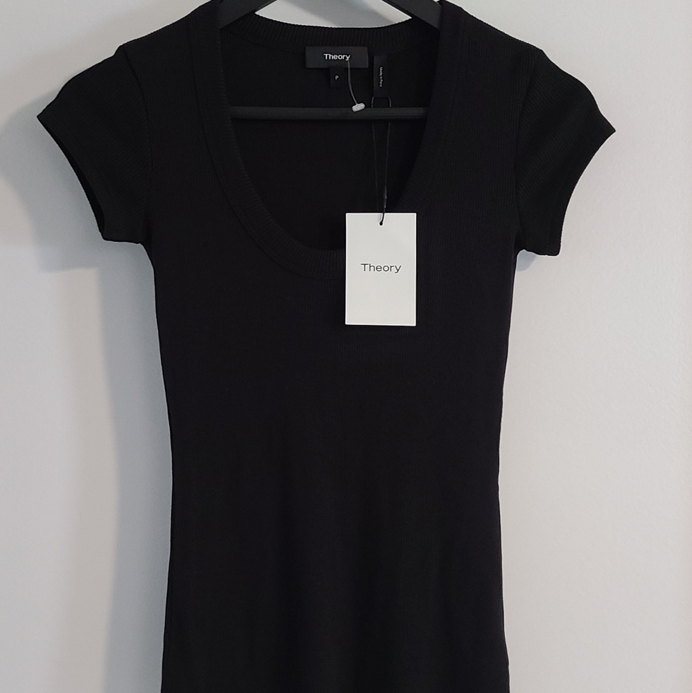 Theory Basic Scoop Compact Rib Short Sleeve tee